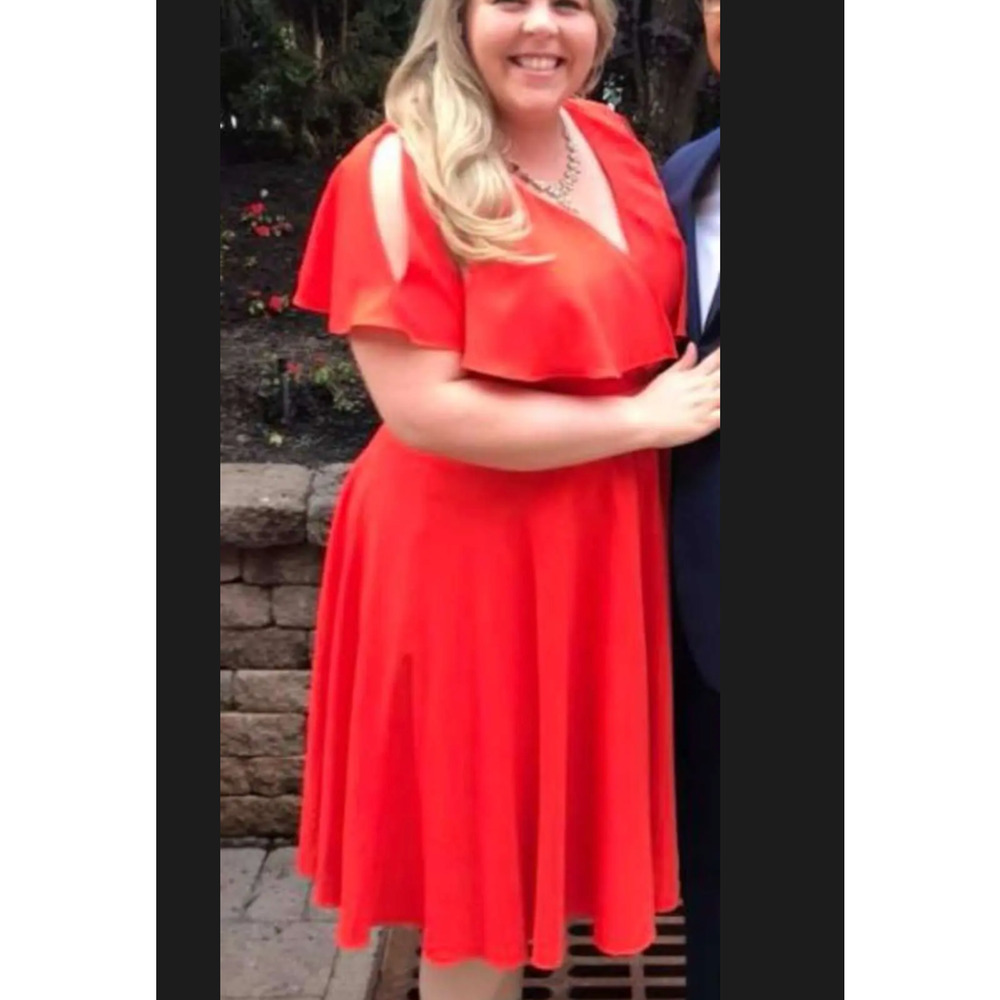 Jay Godfrey Orange Party Dress Size 18 Fit & Flare Party Wedding Romantic $437 - Picture 10 of 14